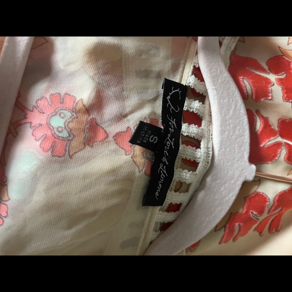 For Love And Lemons Orange Pink Flutter Sleeve Midi Skirt Set - Picture 5 of 7